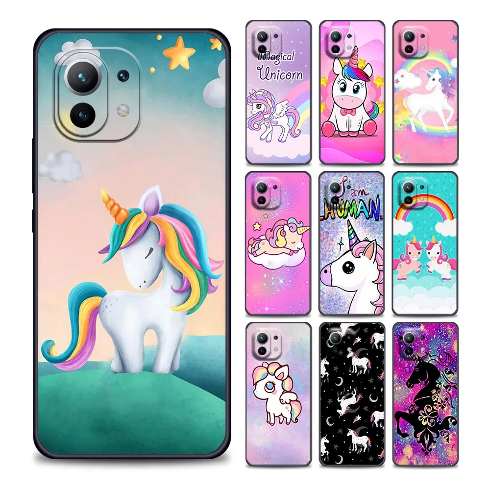 

Compact Lovely Rainbow Unicorn Phone Case for Xiaomi Mi 11Lite i Ultra X T EN PocoF1 X3 NFC GT M3 F3 GT M4 Pro Soft Silicone