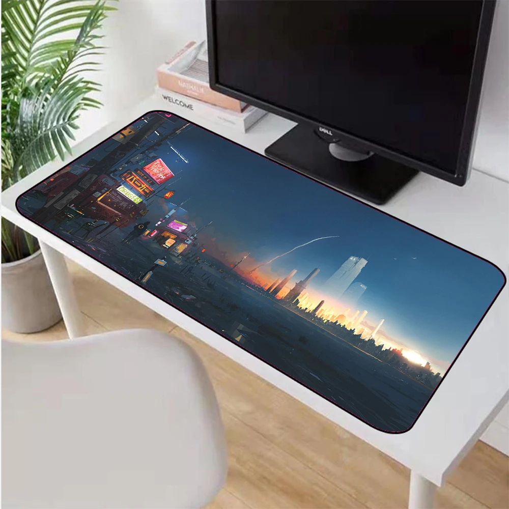 Большой коврик для мыши XGZ с ночным пейзажем в Японии черный Настольный