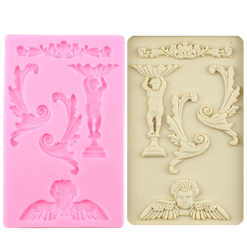 Силиконовая форма для мастики в стиле барокко рельефная виде прокрутки цветов
