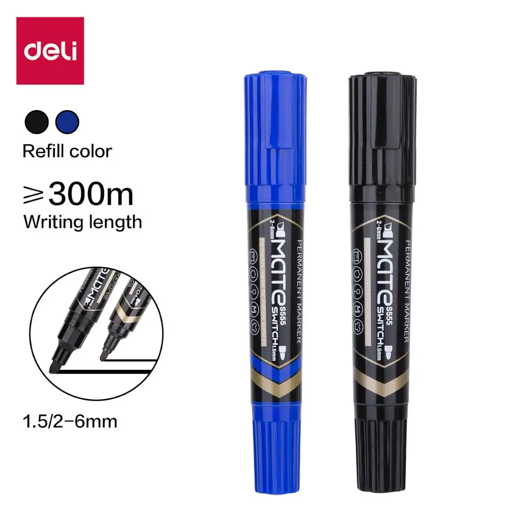 DELI Water Proof Permanent Marker 2pcs/Lot Bullet Tip 1.5mm 