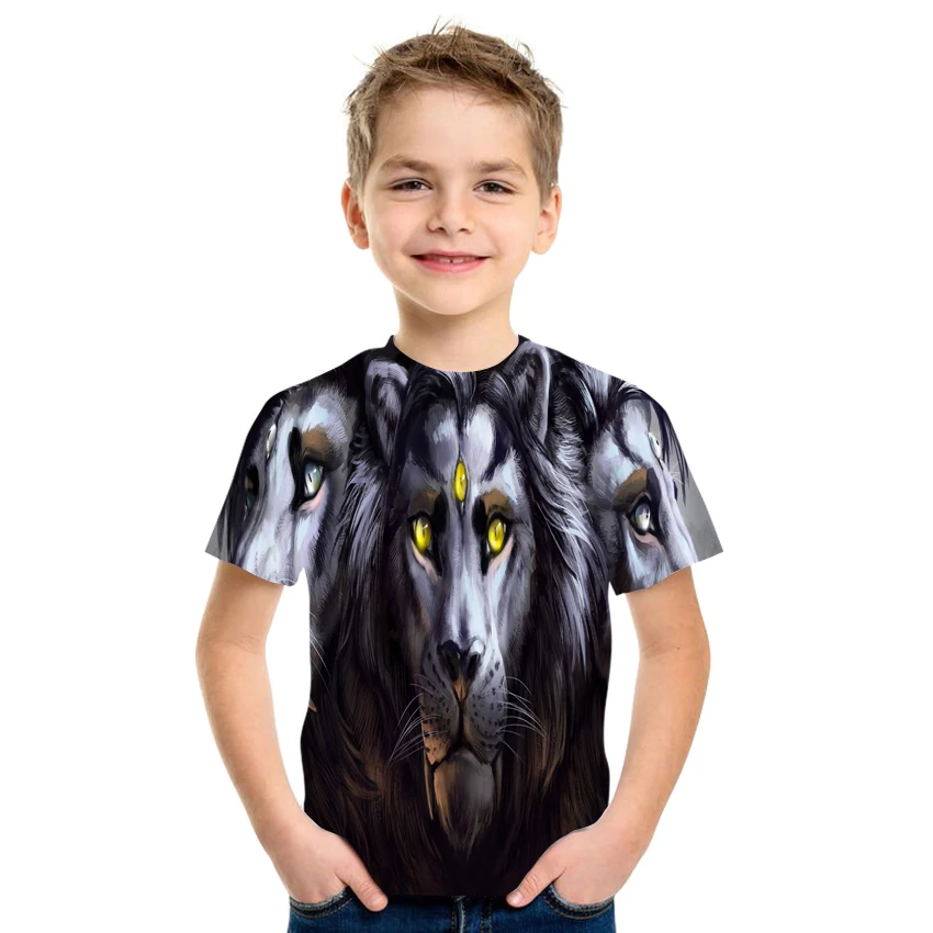 

Baby Clothing Summer New Products Boys And Girls T-Shirt Short-Sleeved Clothing, Lion Pattern 3D Printing Colorful