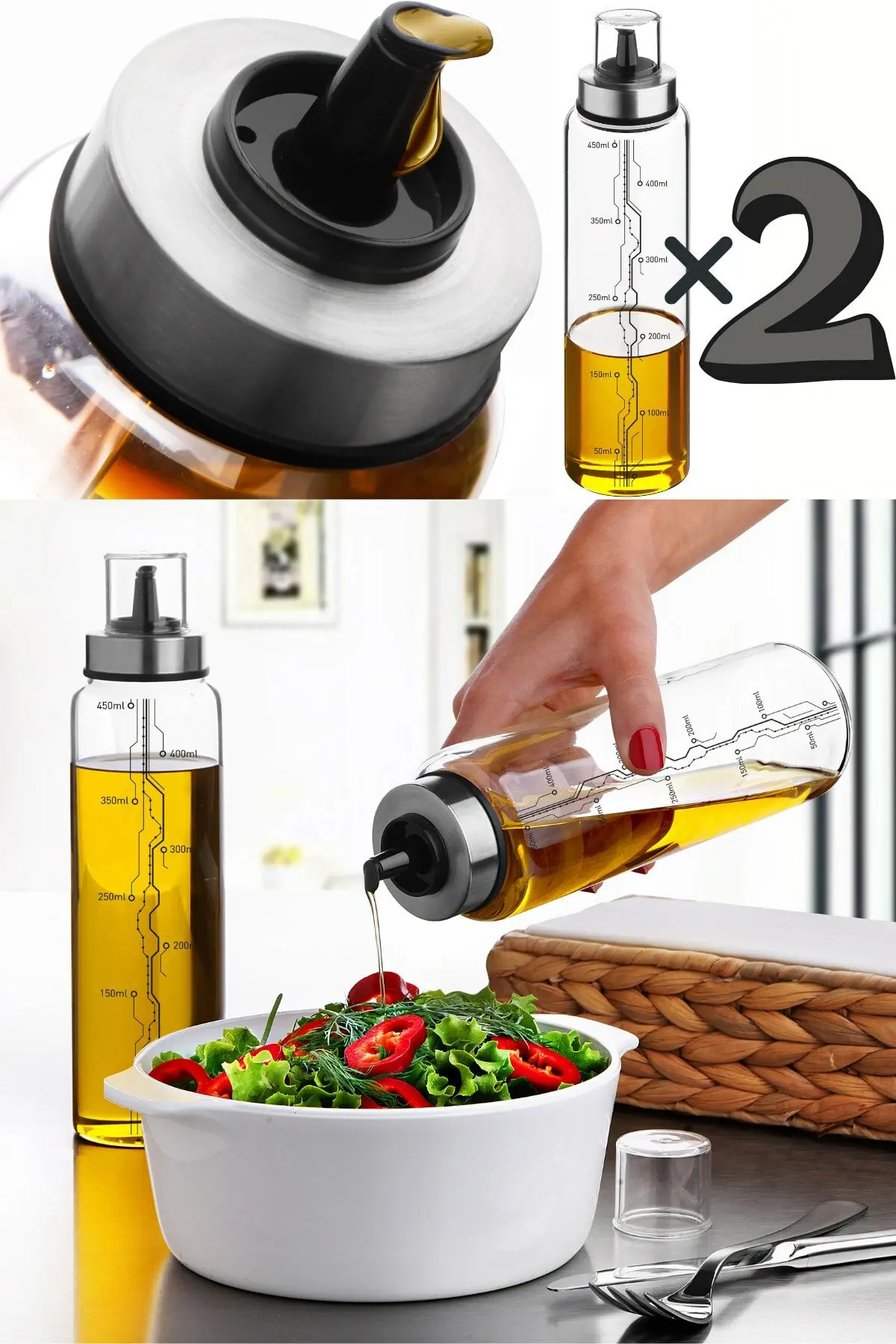 Smart Drip Free 500ml Glass Oil Pot Smart Bottle Kitchen Bottle Oil Storage Made In Turkey Home Decorative Kitchen Lubricator