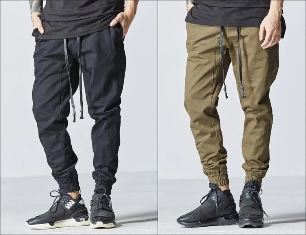 

SS Men's Black Sarouel Slim Fitted Bottom Cuffed Lounge Sweatpant Jogger Pants Jersey / Casual Pants-Trouser