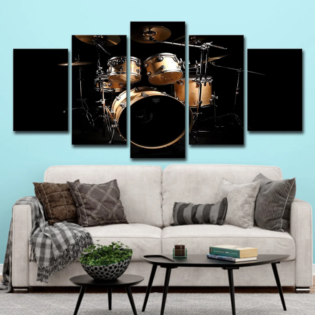 

Home Decoration poster picture frame 5 panels Oil Painting music drum wall art for Living Room