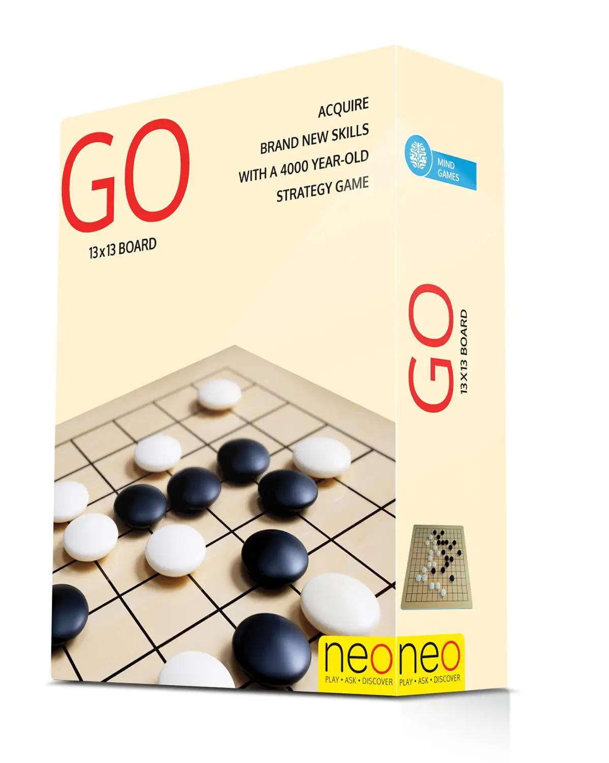 GO 13x13 Strategy Game - Melamine Faced MDF Board (21x22.5 cm) 15mm ABS 32 white and black pieces | Игрушки и хобби