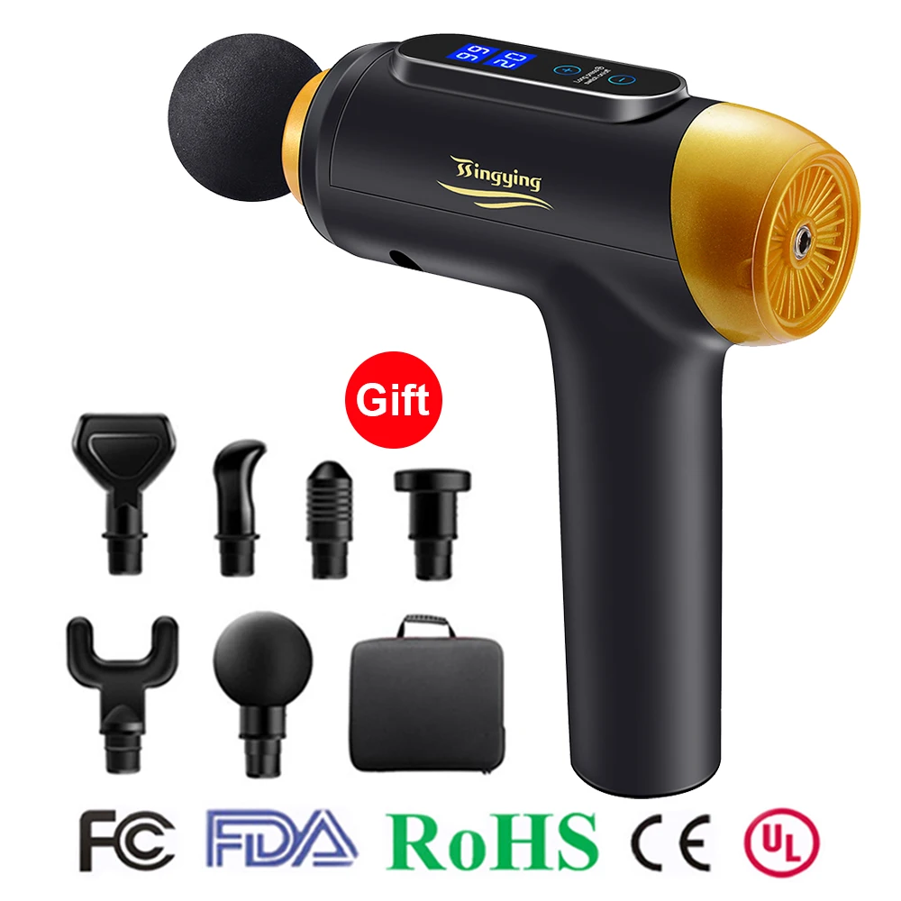 Массажный пистолет с ЖК дисплеем расслабляющий массажер для мышц вибрирующий