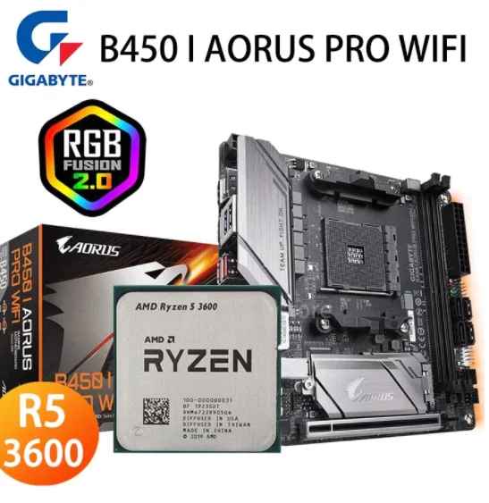 Материнская плата Gigabyte B450 I AORUS PRO с WIFI + AMD Ryzen 5 3600 комплект материнской платы ЦП DDR4