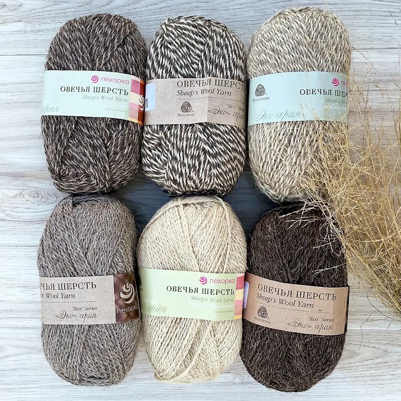 Пряжа Пехорка &quotОвечья шерсть&quot 100%шерсть 100гр 200м 2 мотка в наборе | Дом и сад