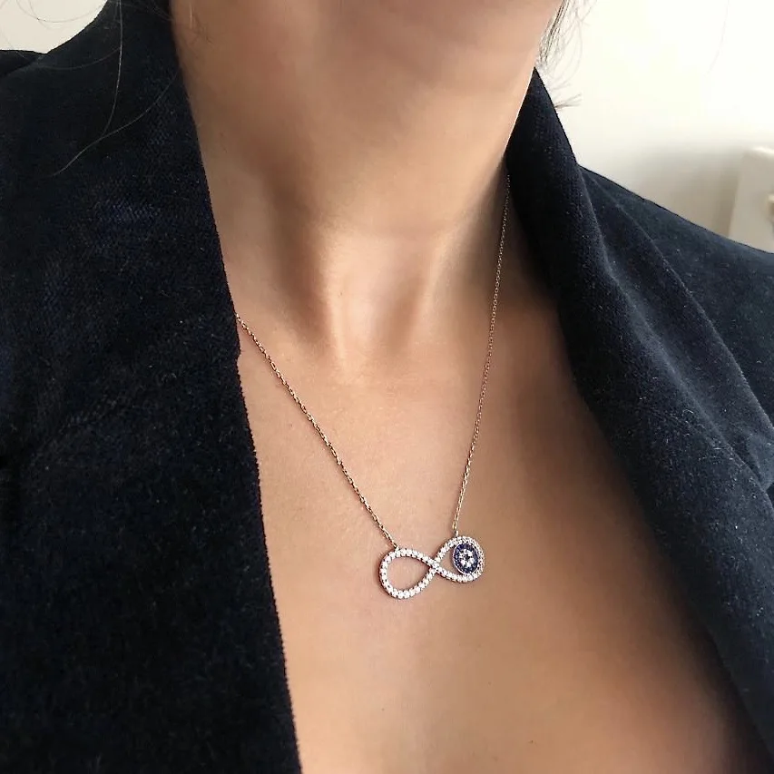 

Evil Eye 925 Sterling Silver Necklace Women Girls Gift Jewelry Accessories Fashion Handmade Elegant Chain