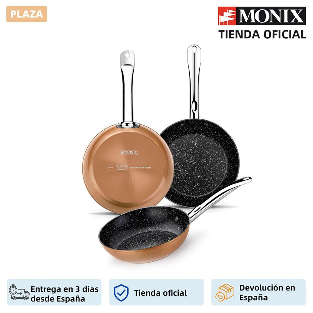 Monix Copper-set 3 антипригарные алюминиевые кастрюли с медной отделкой. Индукционный