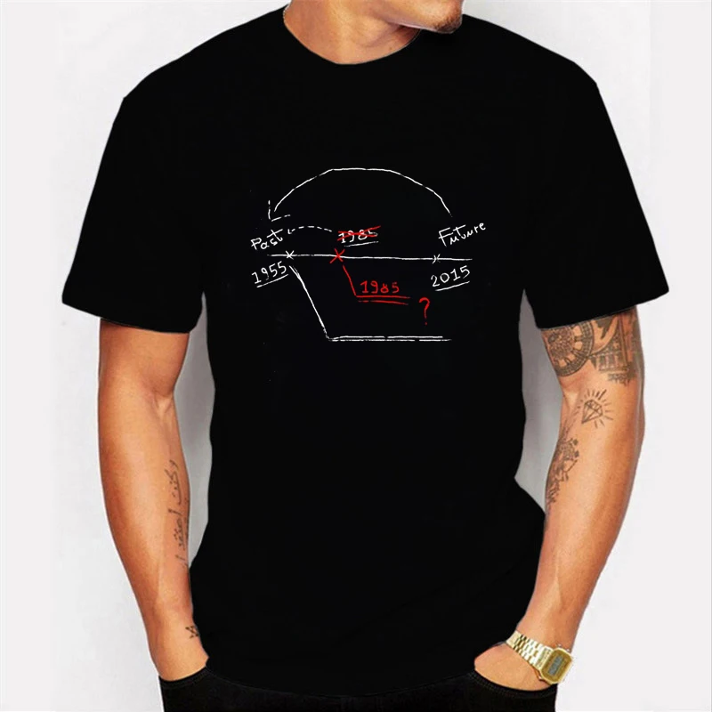 black t shirt 7 Футболка «Назад в будущее», светящаяся футболка, летние футболки с коротким рукавом «Назад в будущее», топы, уличная одежда, футболки, 4XL, унисекс - Цвет: black t shirt 7