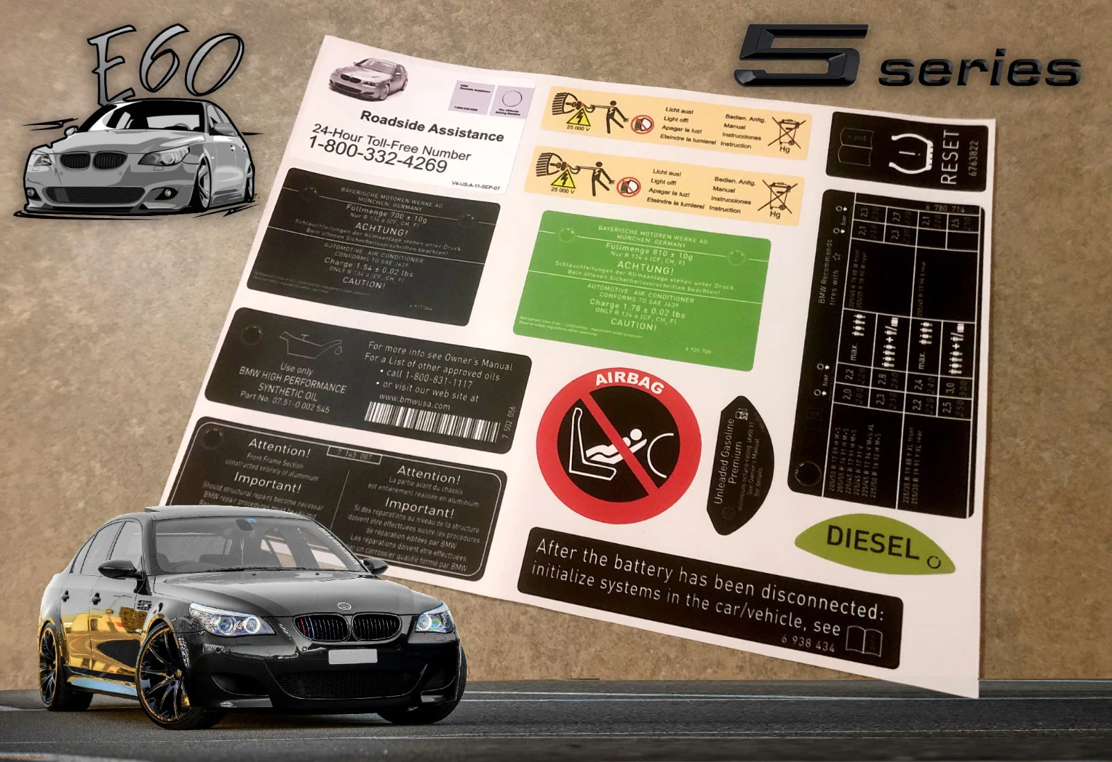 E60 наклейка Стикеры этикетка передная Эмблема для 520 525 528 530 540 520i 525i 528i 530i 540iDecal