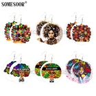 SOMESOOR афро Dite My Soul натуральные волосы искусство окрашенные деревянные висячие серьги бабочка цветок черный красота хиппи для женщин Подарки