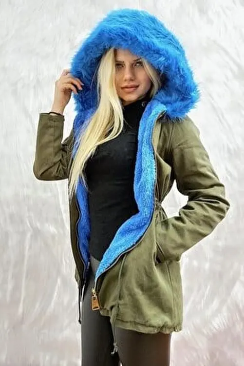 Women's Fur Coats With Attractive Pink Blue Yellow Colors
