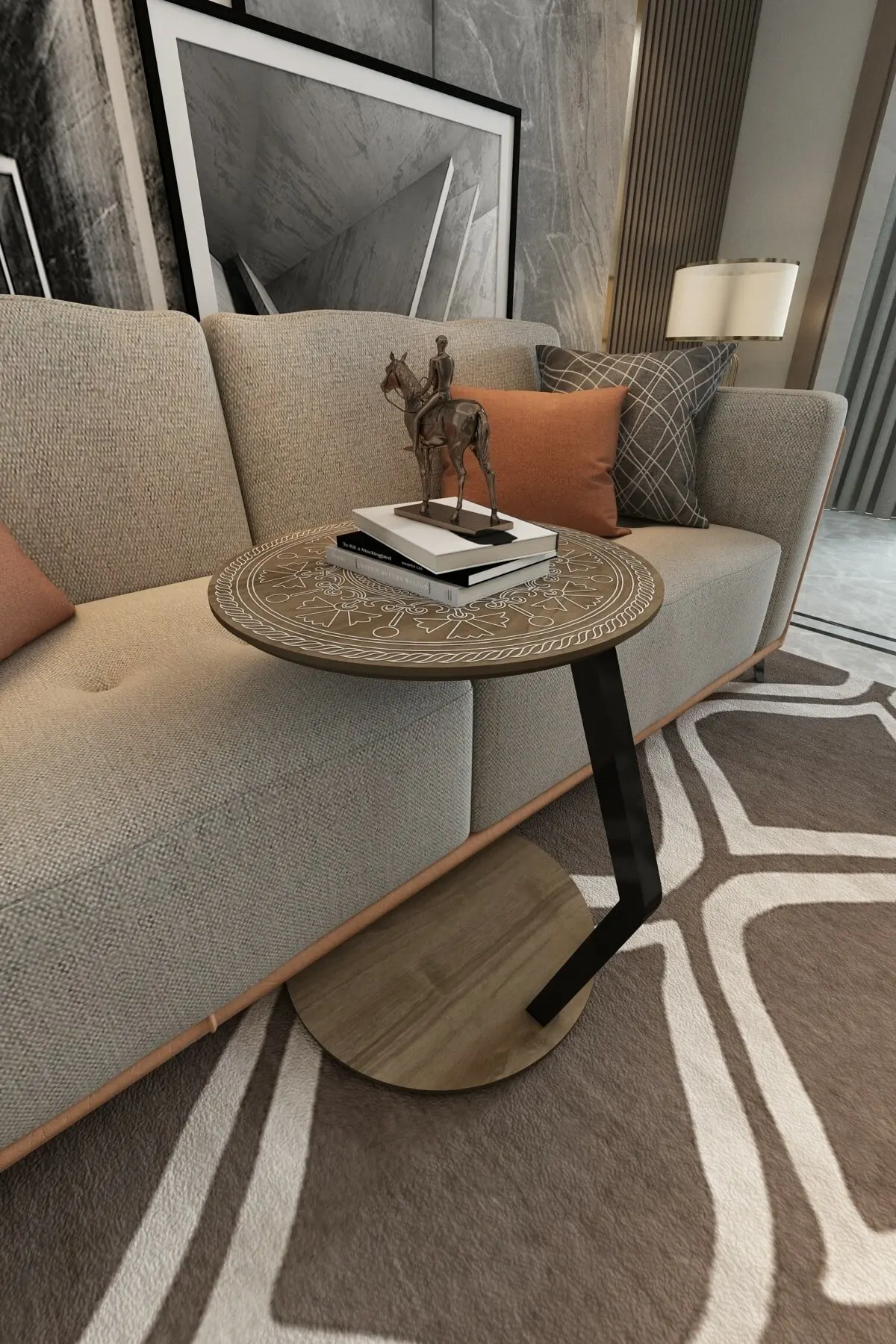 

Seat Side Tv Laptop Coffee Tea Service C Table Wooden Brown Decorative Mdf Furniture Disassembled Membrane Coating