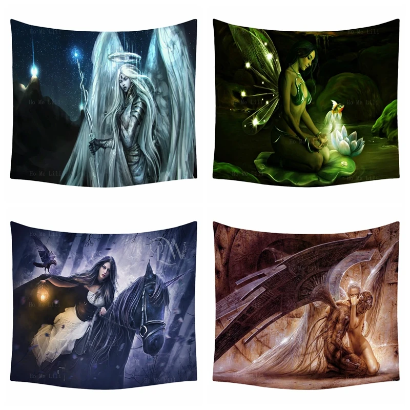 Сказочное искусство Фантазия девушка Ангел с тремя глазами лотос рыба готика