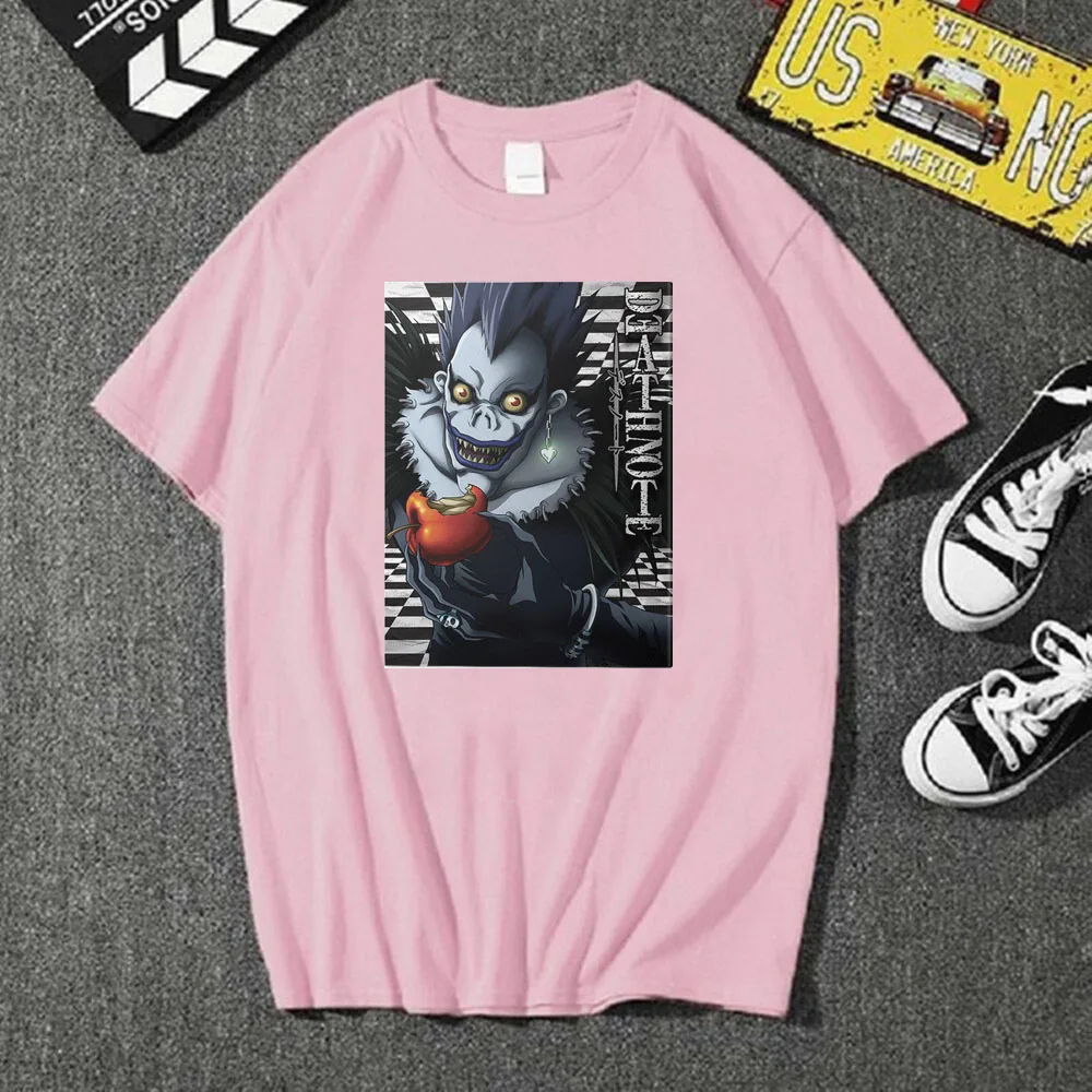 

Hip Hop Streetwear Harajuku T Shirt Girl death note Print Tshirt 2021 Men Summer Short Sleeve T-Shirt Cotton Loose Tops Tees