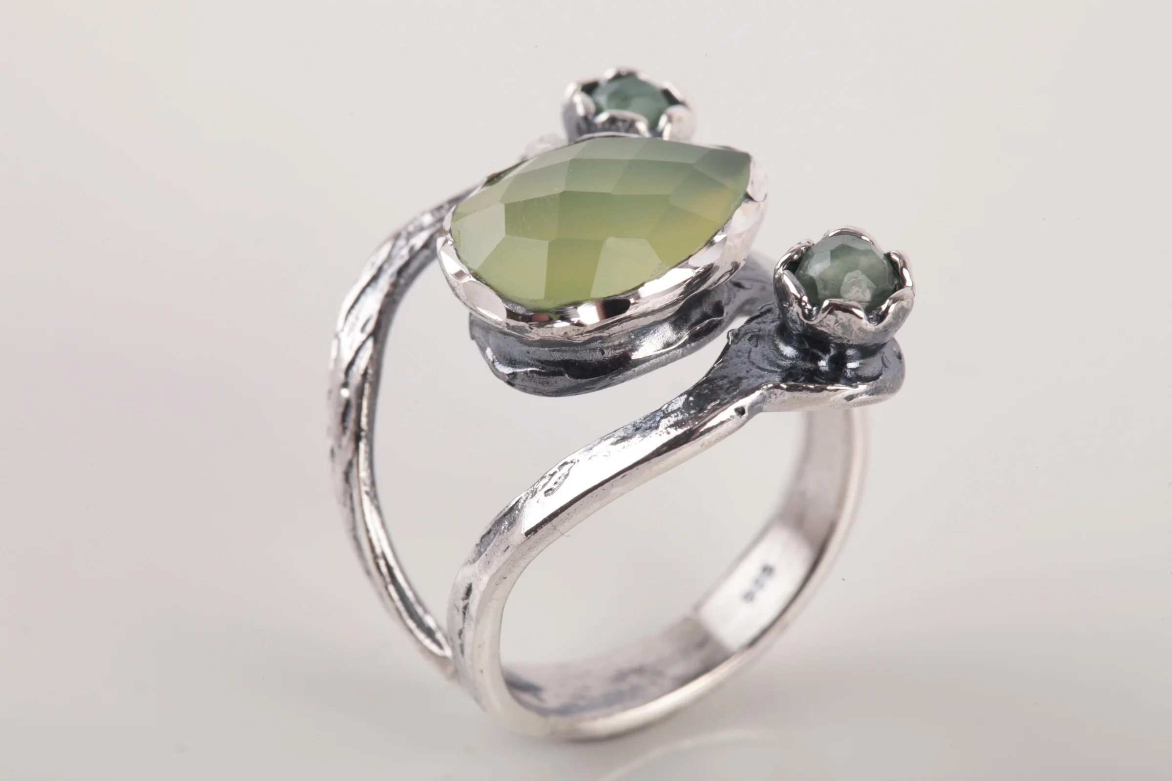 

UM US JEWELRY Jade Gemstone 925 Sterling Silver Women 'S Ring