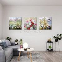 red colorful flowers grass handmade canvas oil painting modern abstract large wall art home decor picture living room decor