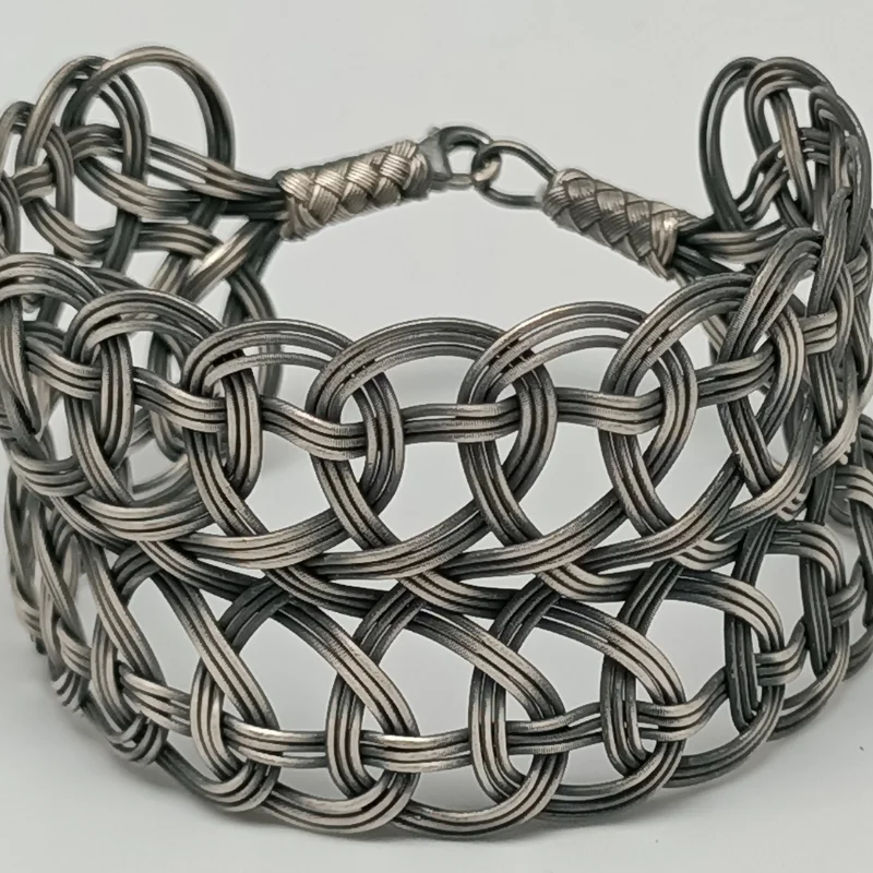 

Trabzon Kazaz Bracelet hand-knitted oxidized 1000 sterling silver Unisex Cool Gift