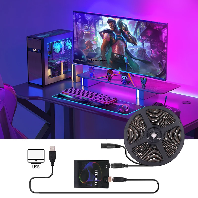 WS2812B LED Strip Light Color 5050 RGBW Dream Ambient PC Screen Backlight Full Set LED 1M 2M 3M 4M 5M for Party Game LED Tape