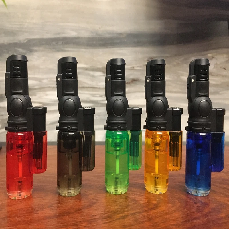 

New Creative Rotatable Butane Gas Jet Lighters Blue Flame Windproof Cigarette Cigar Lighter Outdoor Camping Ignition Tool