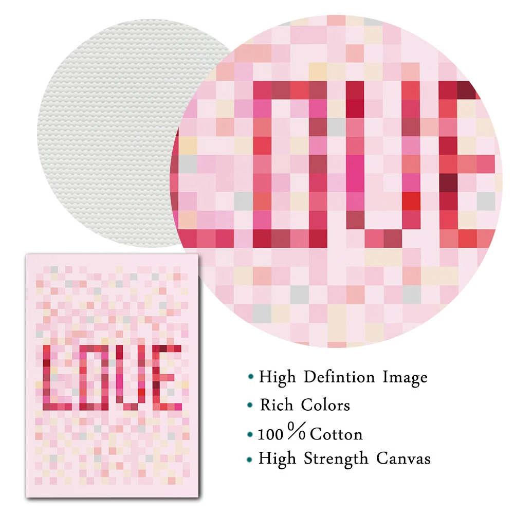 Типографический плакат Pixel Love День Святого Валентина настенный художественный