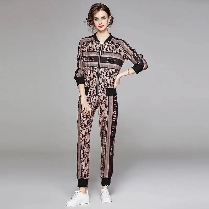 

2021 Spring And Autumn New Fashion Korean Suit Loose Long-Sleeved Jacket Women Trousers Casual Fashion Sports Two-Piece Suit