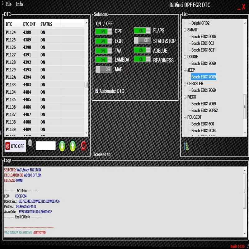 2021 PRO DPF рециркуляционные щитки ADBLUE OFF программное обеспечение CHIPTUNING remapper DAVINCI REMAP |