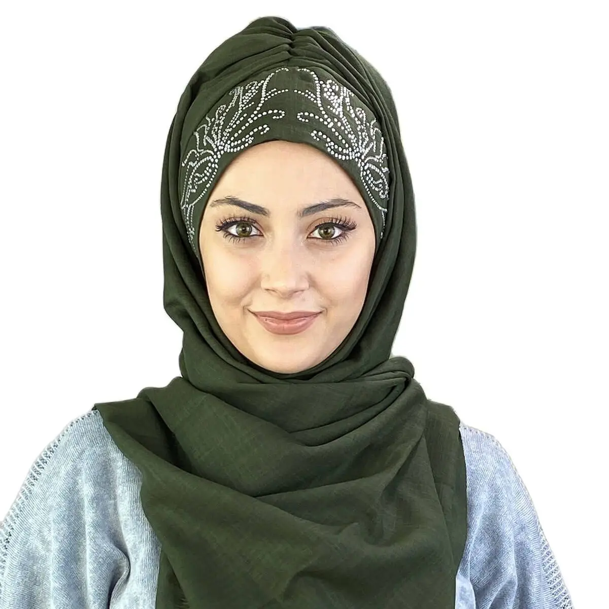 Хаки, зеленое, белое вечернее платье с принтом камней, шаль, новый модный мусульманский женский шарф 2021, трендовый хиджаб, который сразу же г...
