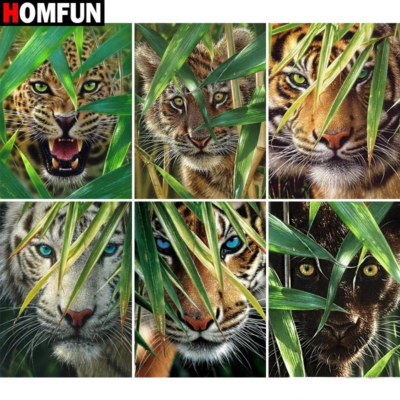 

Алмазная живопись HOMFUN «Тигр», вышивка крестиком, фото на заказ, квадратная круглая вышивка, домашний декор