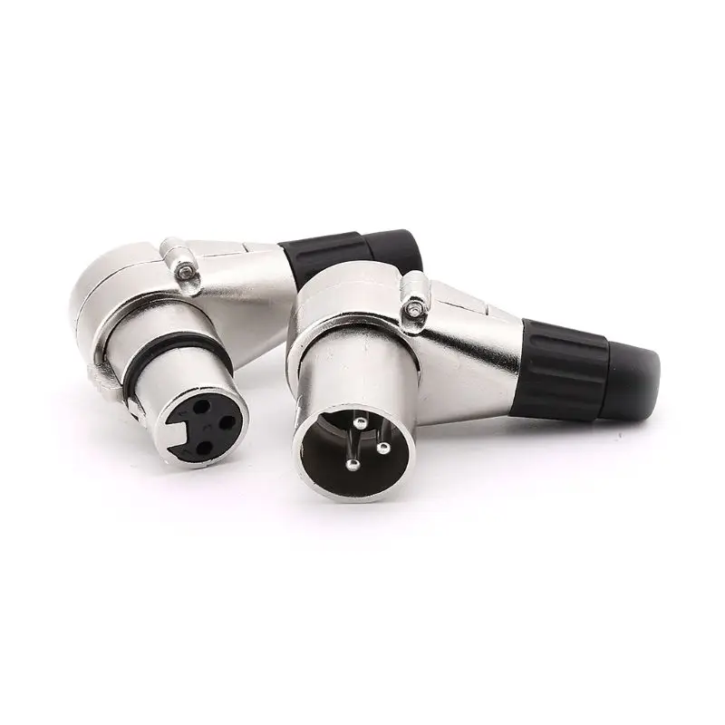 10pcs правый угол 3Pin XLR Мужской Женский Разъем Mic микрофон аудио кабель Разъемы 90