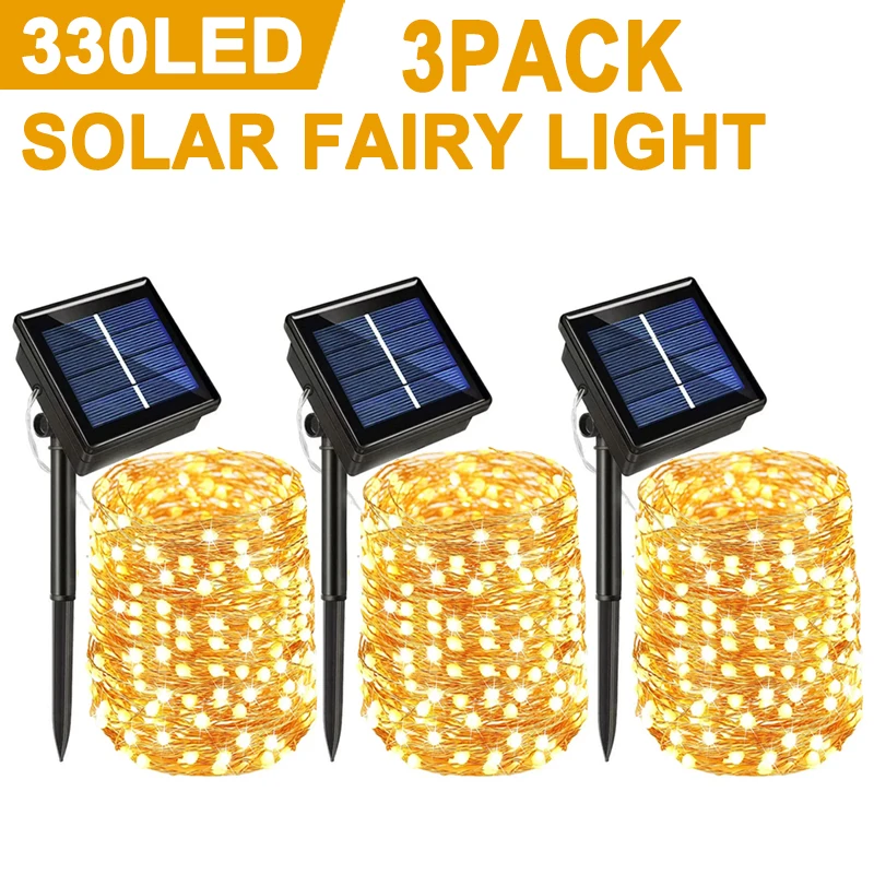 

Solar Fairy String Light 340LED Outdoor Garden Decoration Garland Waterproof 8Modes Copper Wire Light For Christmas Street Patio
