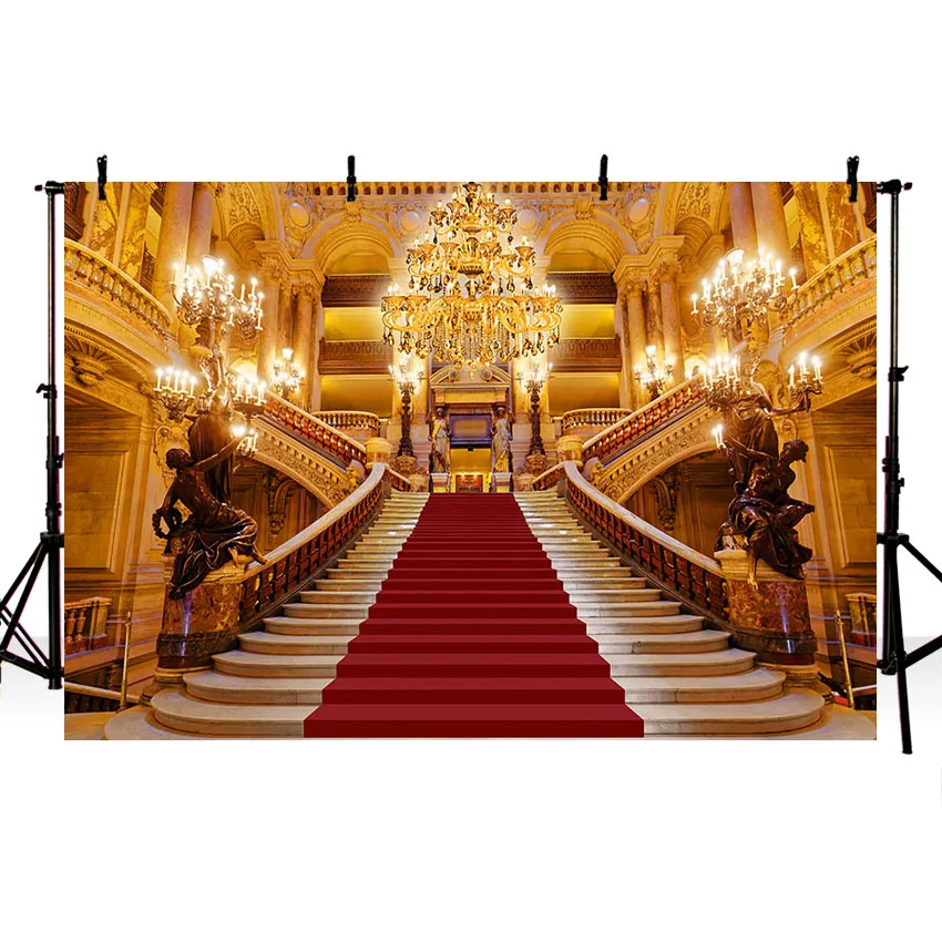 Photography Background Nred Carpet Palace Luxury Vintage Building Crystal Light Candle for Photo Studio Photocall Prop | Электроника