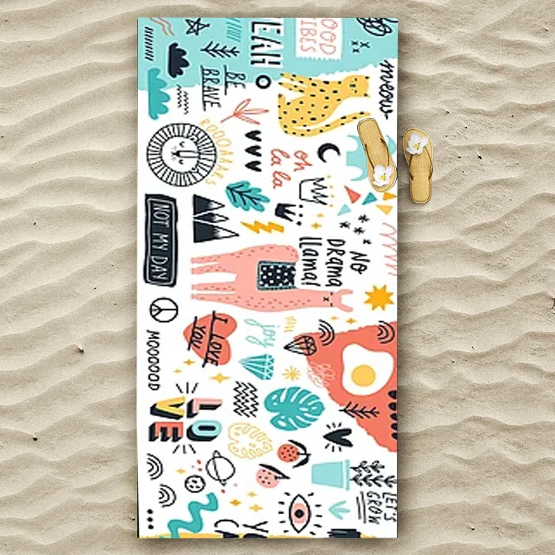 

Милое мультяшное животное для гурманов, быстросохнущее Большое пляжное косметическое полотенце, махровый гобелен для взрослых, центр прям...