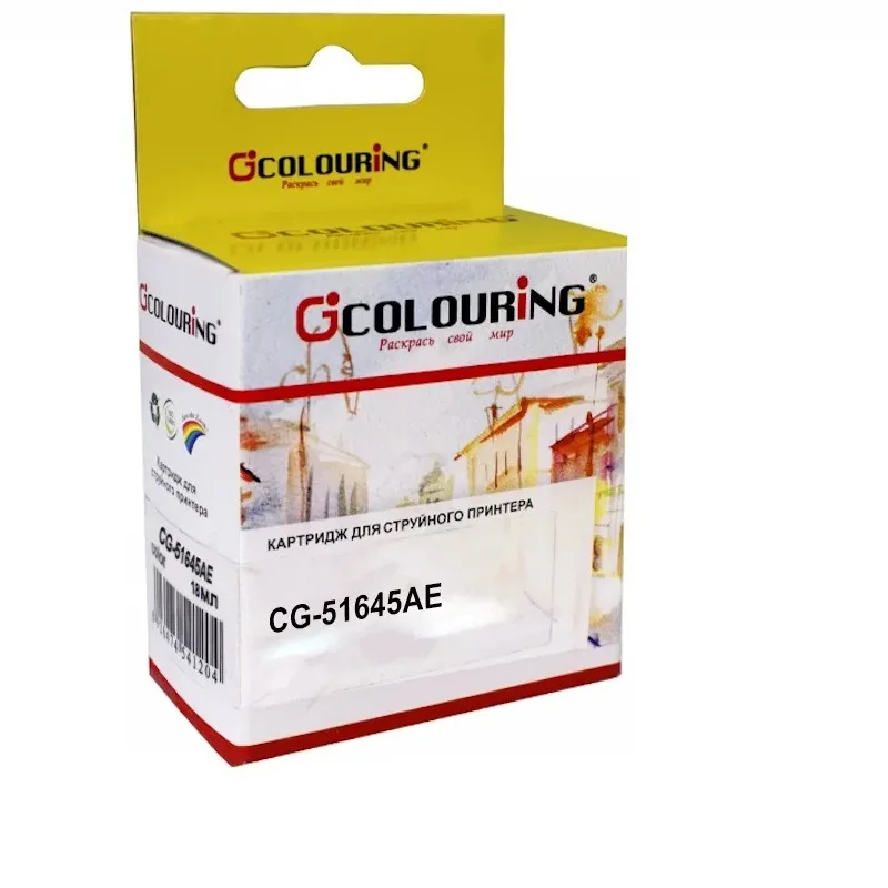 Картридж Coloring 51645A №45 для HP DJ 7xx/820Cxi/850C/870Cxi/890C/11xxC/1220С/1600C Black водн | Компьютеры и офис