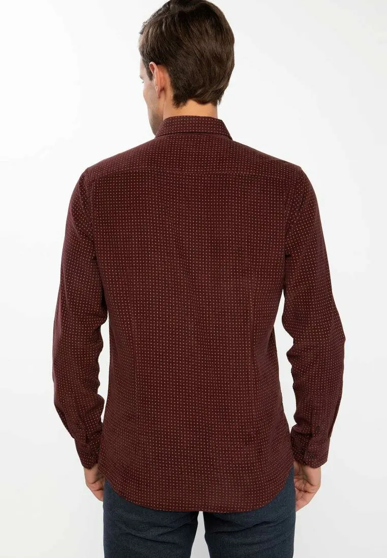 DeFacto Новая мужская модная рубашка с отворотом и длинным рукавом повседневная