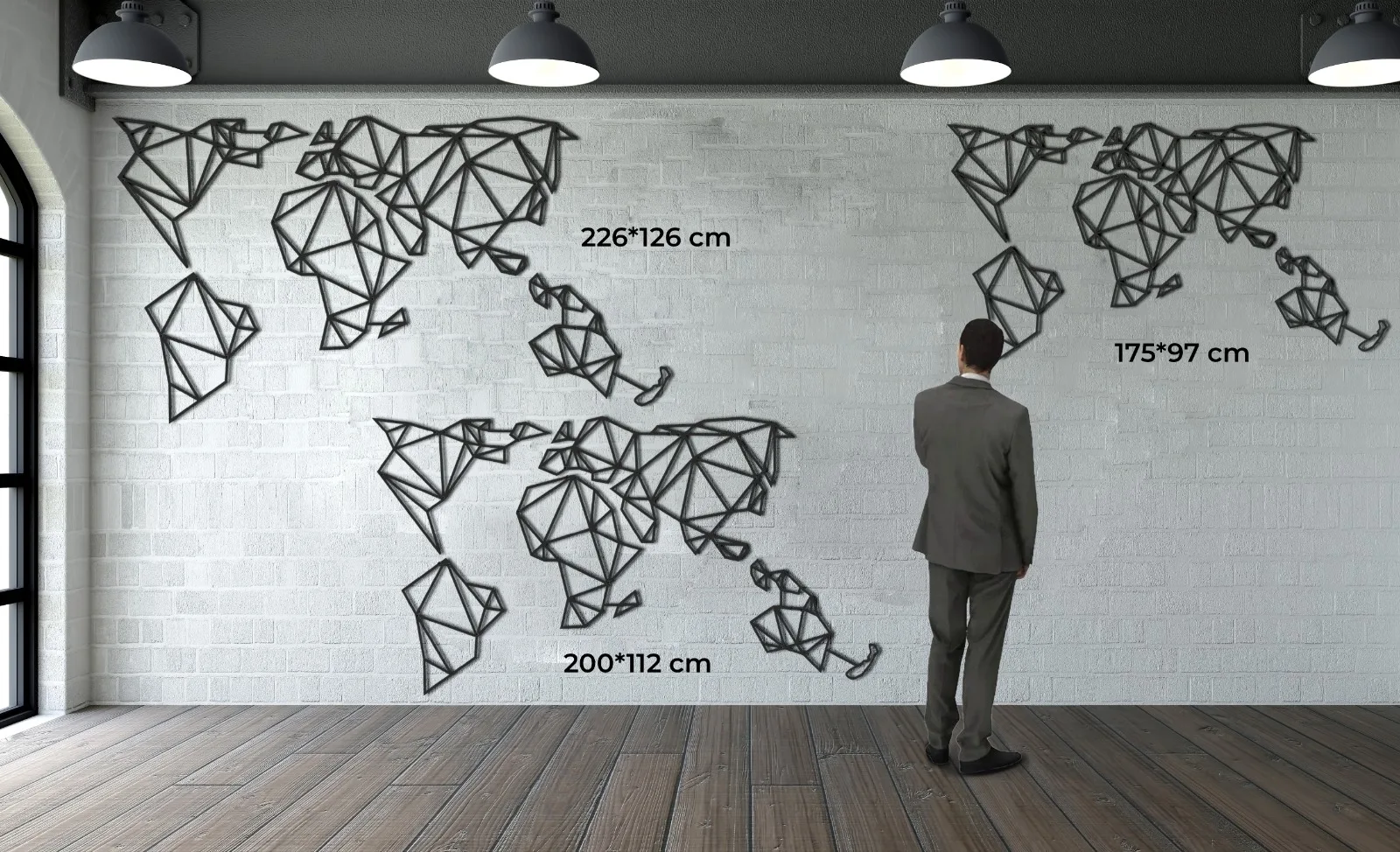 Ххх большая металлическая карта мира настенная художественная Геометрическая