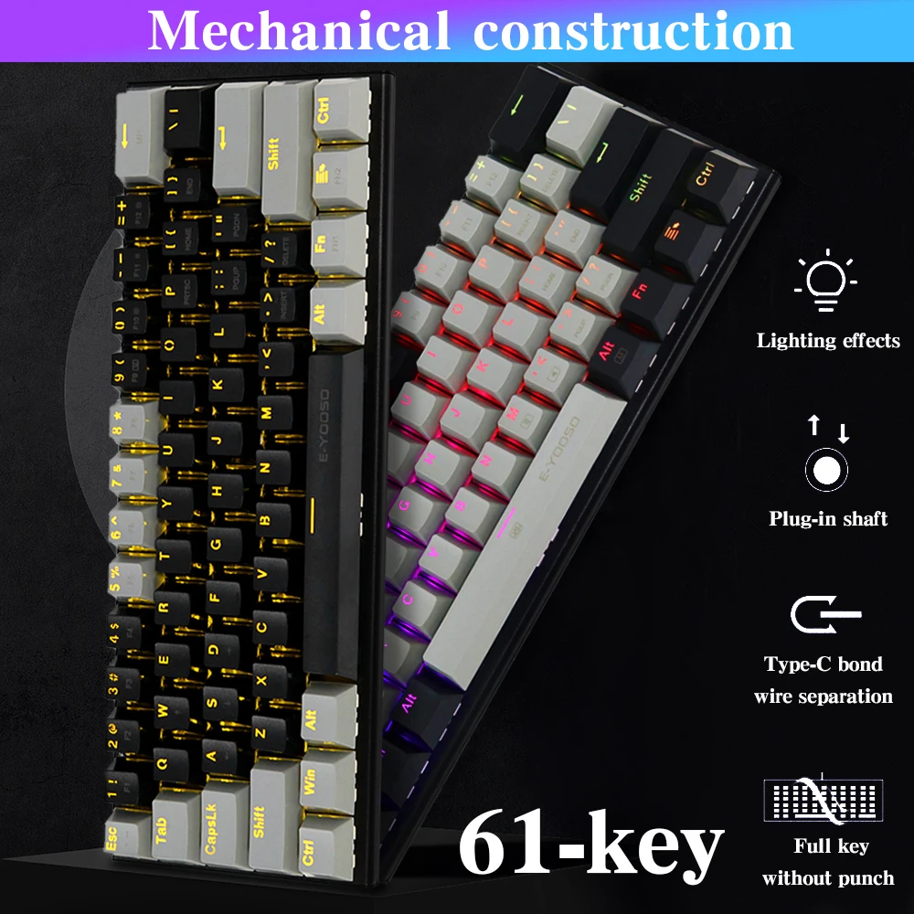 Мини Механическая игровая клавиатура 60% 61 клавиша горячая замена красная синяя Mx