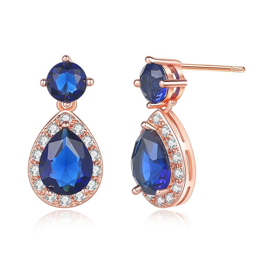 

Gold Plated Simulated Sapphire Cubic Zirconia Teardrop Earrings for Women
