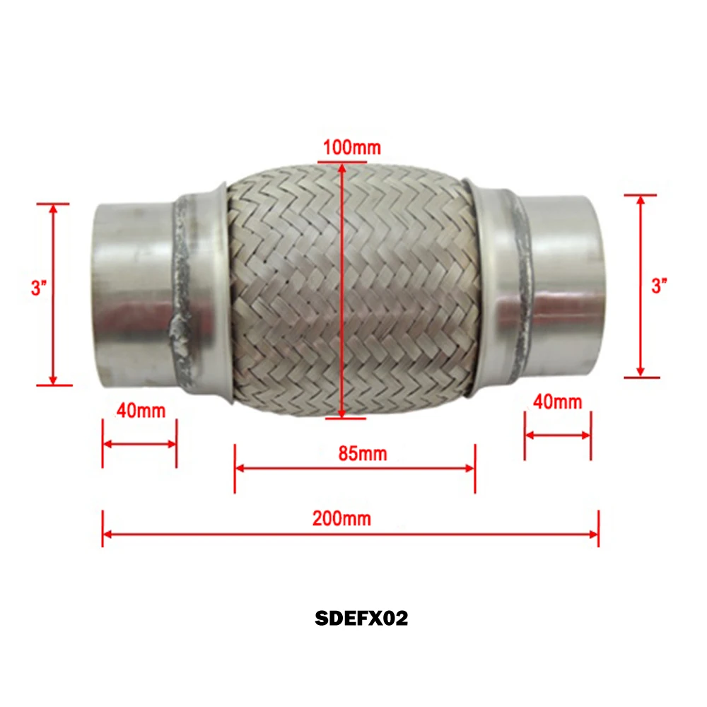 2 5 &quot3&quot дюйма 200 мм длина вытяжной оплетки из нержавеющей стали гибкая выхлопная