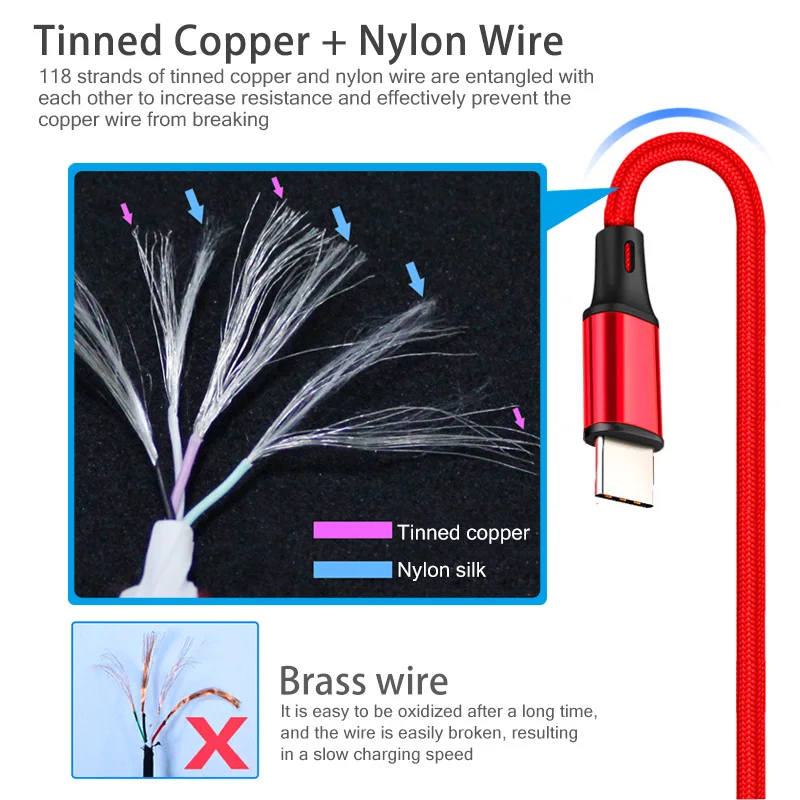 3 In 1 USB C Cable Type To Micro 8 Pin PD USBC Charger For IPhone Android Tablet Tipo Charging Cord | Мобильные телефоны и