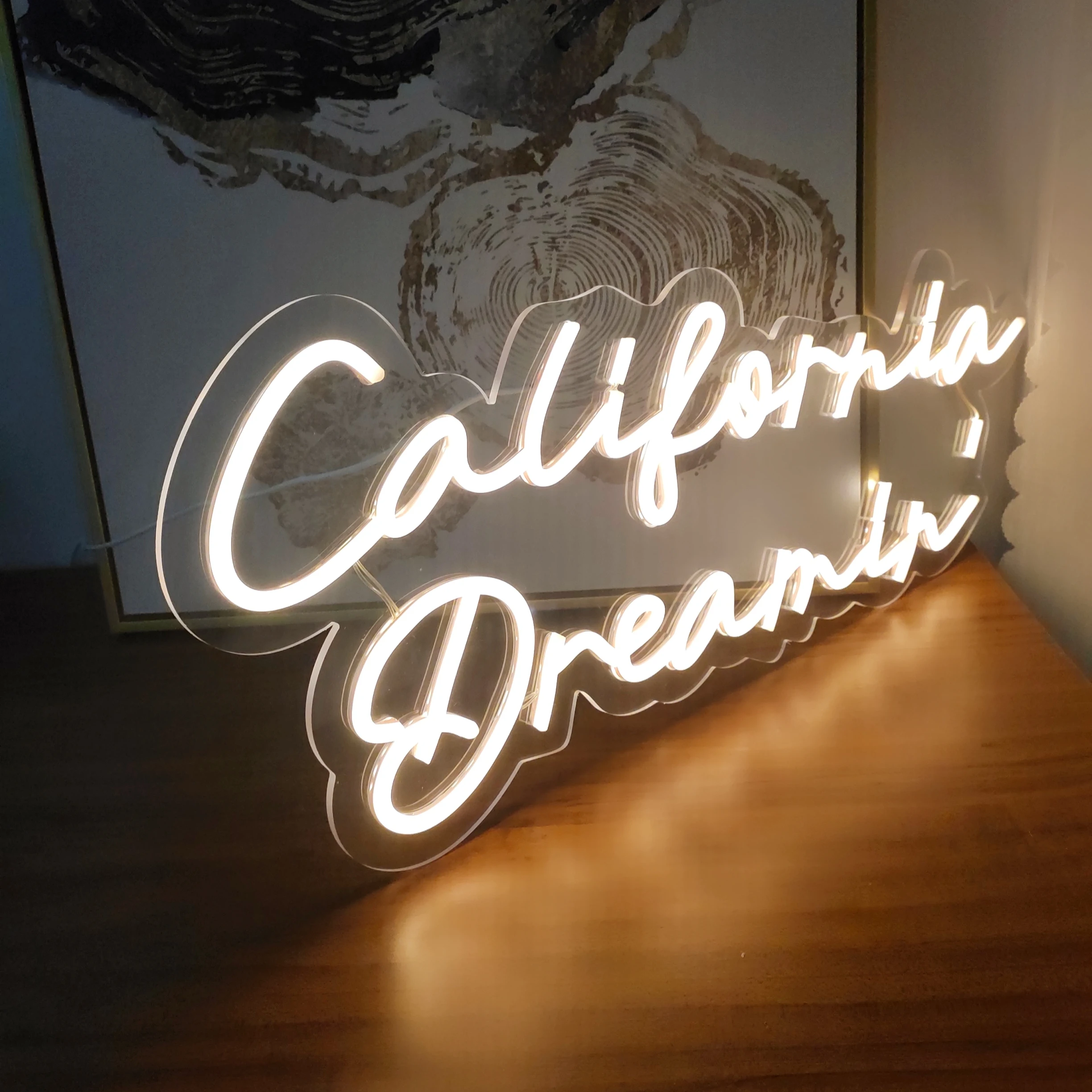 Неоновая вывеска California Dreamin' для офиса гостиной дизайн интерьера неоновая на