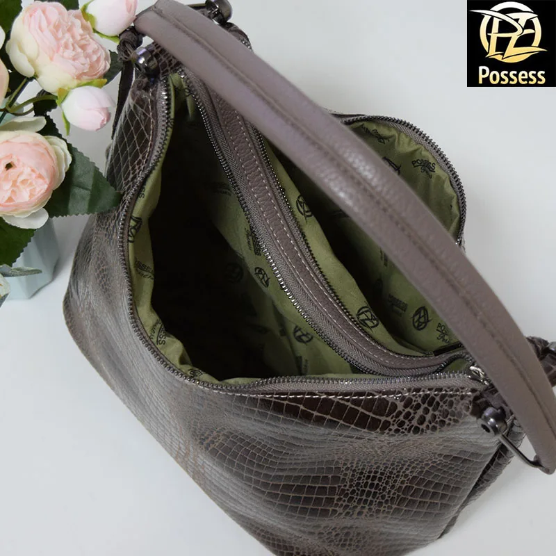 Women messenger bag genuine leather with laser processing T33 posess brand | Багаж и сумки
