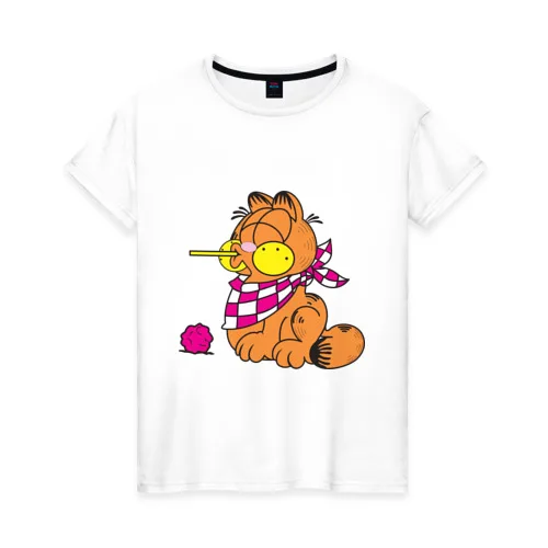 Женская футболка хлопок Garfield cat