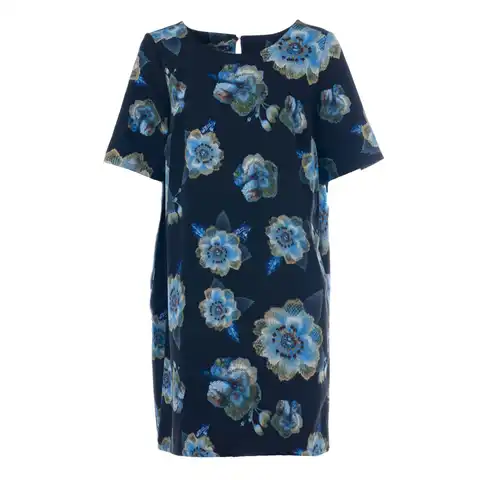 Women dress 2300465 mini printed pattern Cotton Fashion casual summer straight loose elegant plus size