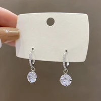 new korea luxury crystal stud earrings for women shiny zircon sweet flower temperament earring girl wedding party jewelry gift