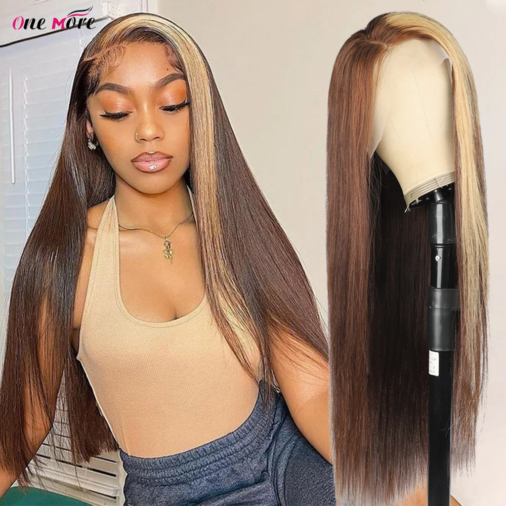 Highlight Wig Human Hair 13x4 Straight Lace Front Wig Brown Colored Lace Front Human Hair Wigs For Women Transparent Lace Wigs