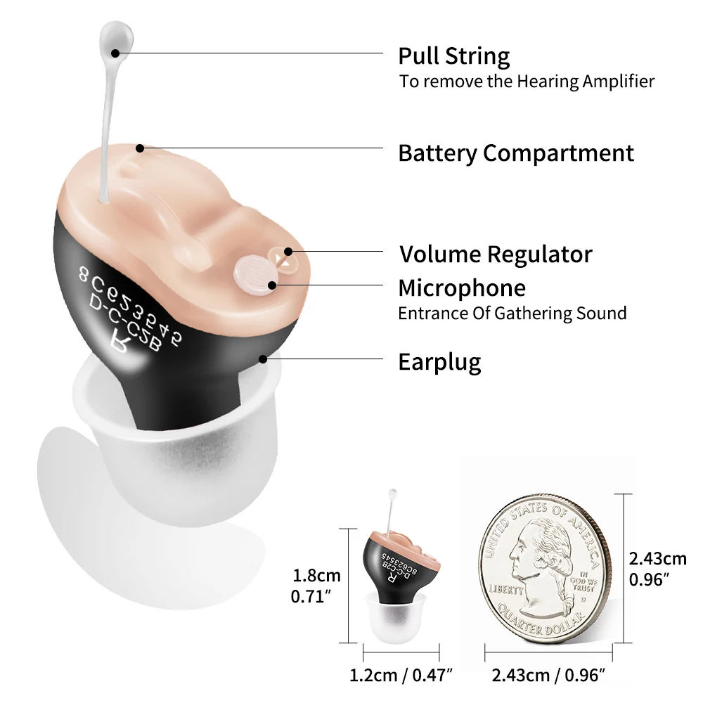 Невидимый цифровой слуховой аппарат B01 с внутренним ухом регулируемый