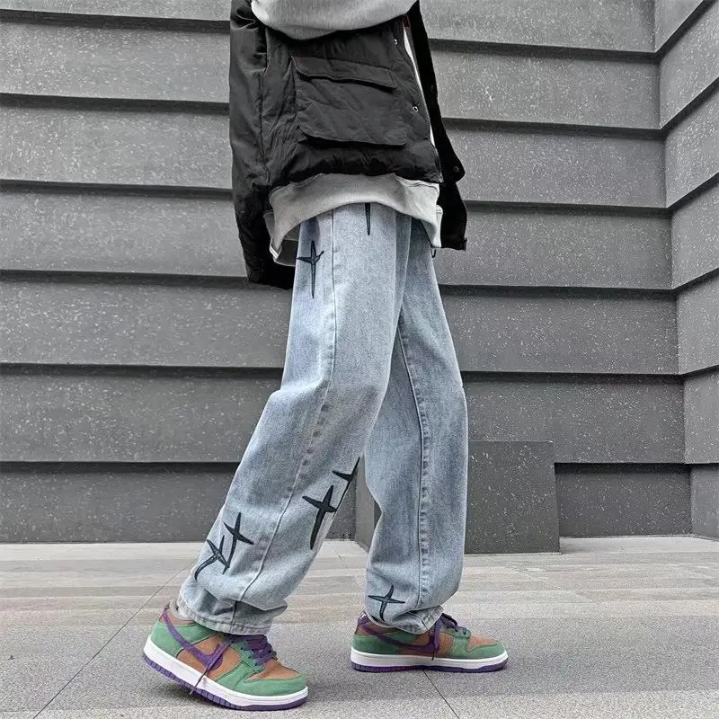 Street Men's Denim Trousers Baggy Jeans Streetwear Pants Kpop Clothes Hip Hop Trendyol Harajuku Vintage Man Clothing